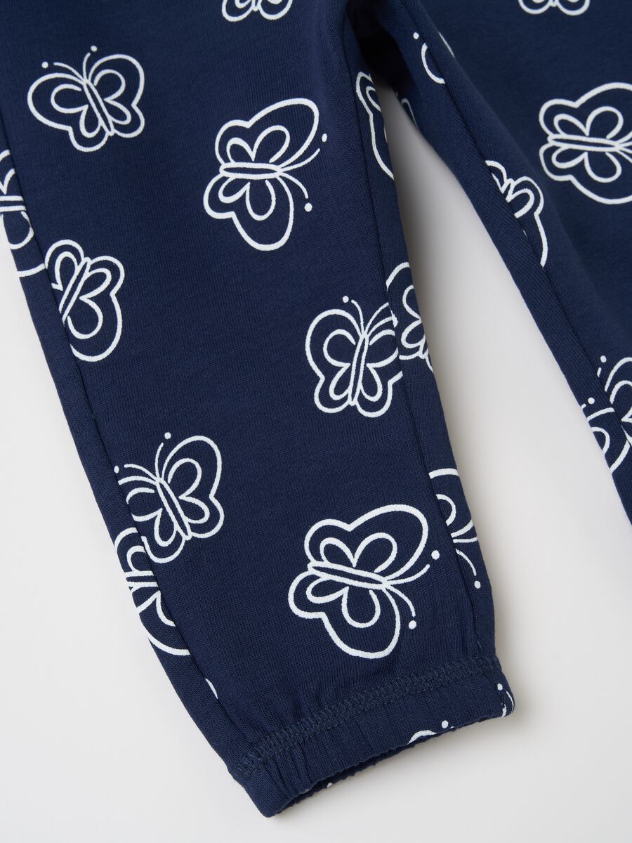 Cotton joggers with elasticated trims and print_3