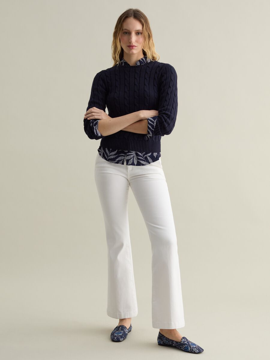 Ribbed pullover with cable-knit design_1