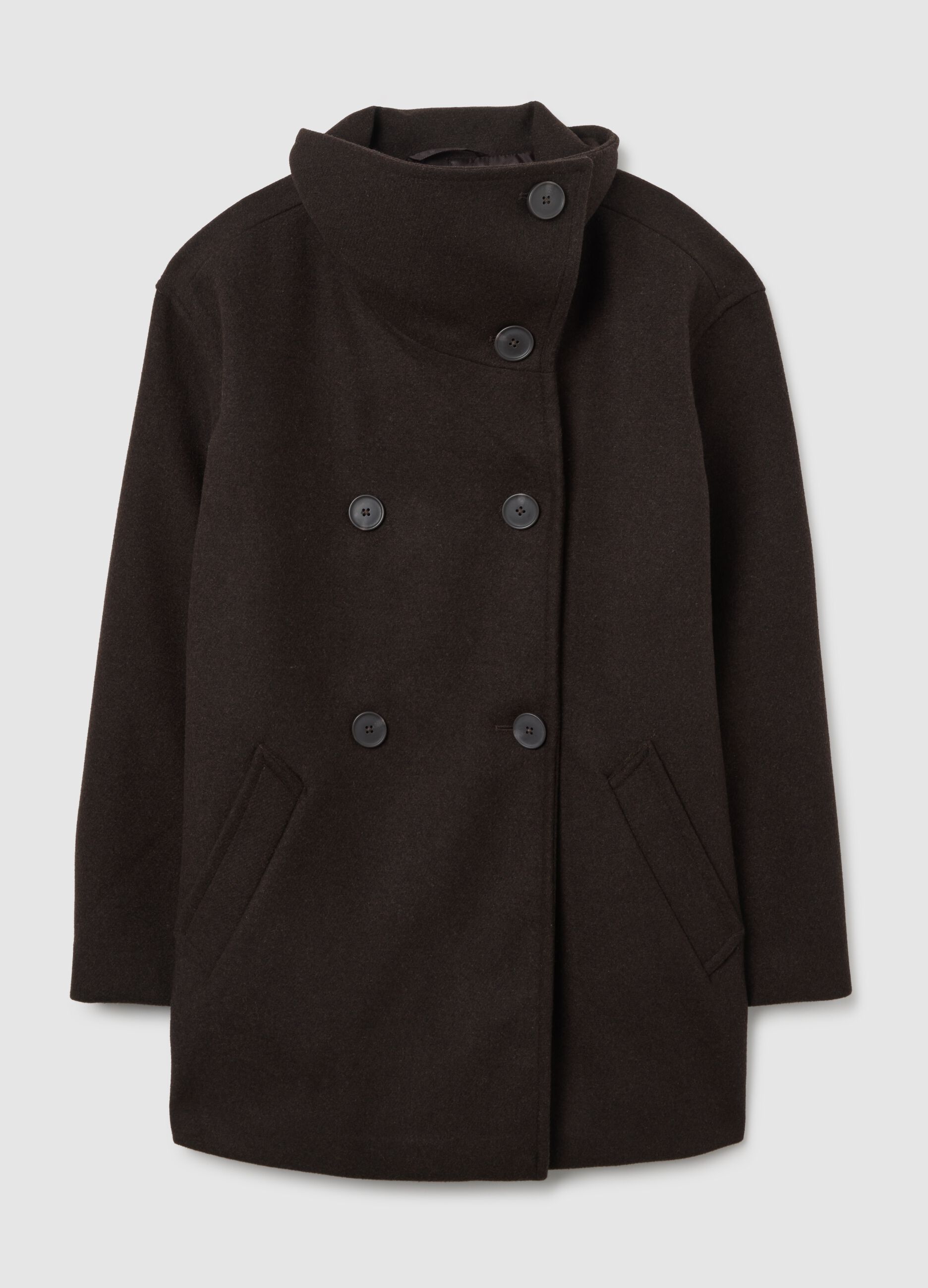 Brown curvy regular fit coat with buttons