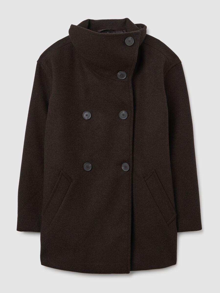 Brown curvy regular fit coat with buttons_0