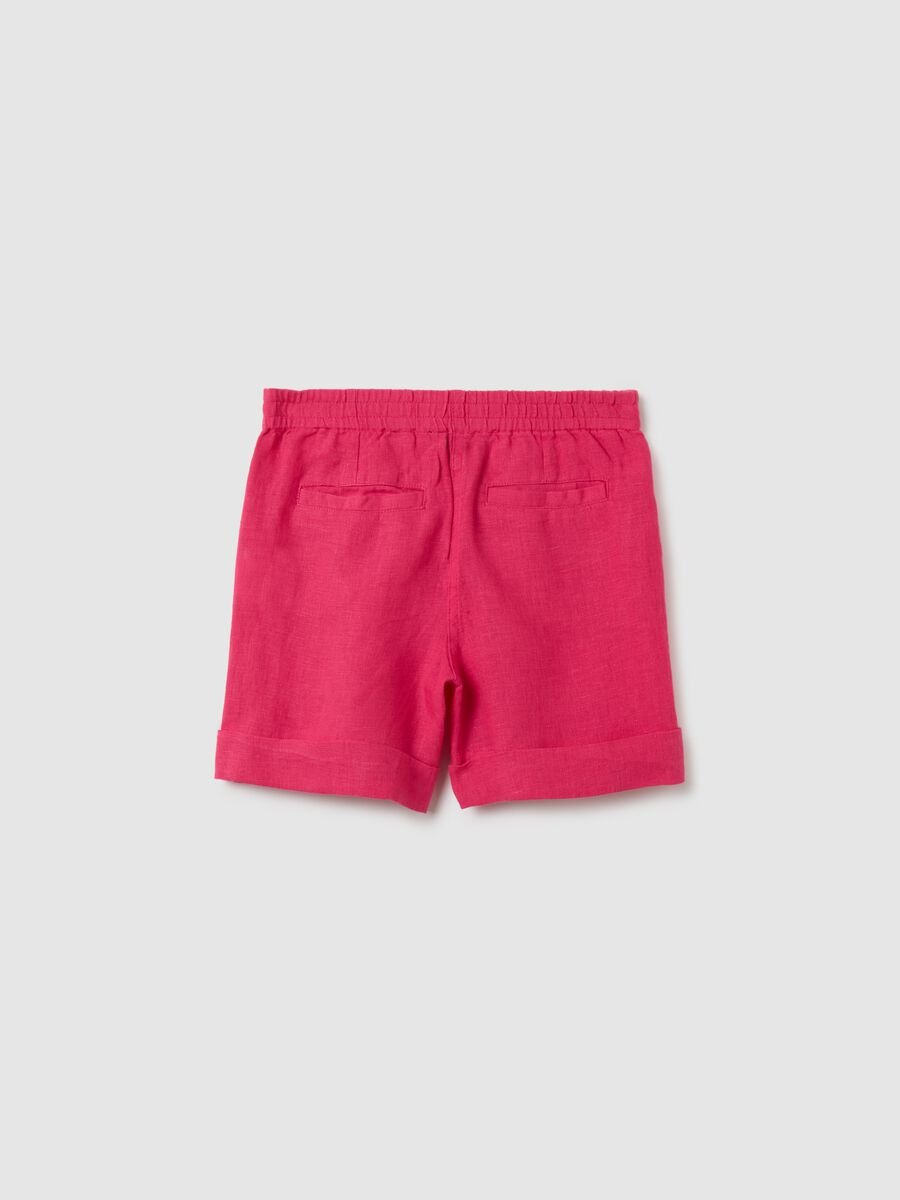 Shorts da bambina in lino rosa regular fit_1