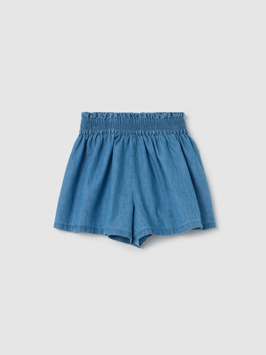 Shorts in denim con vita elasticata _0