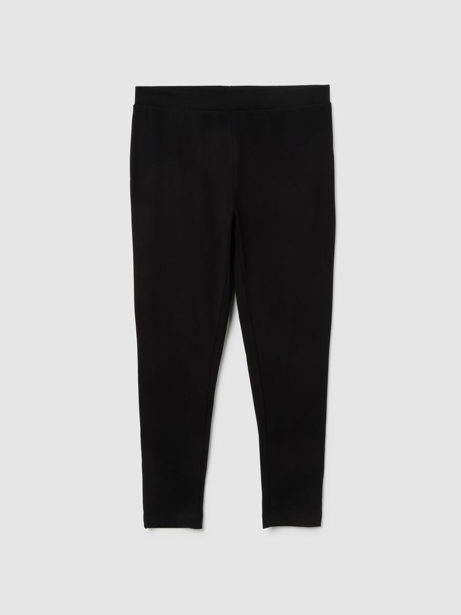 Black Cotton Blend Skinny Leggings_0