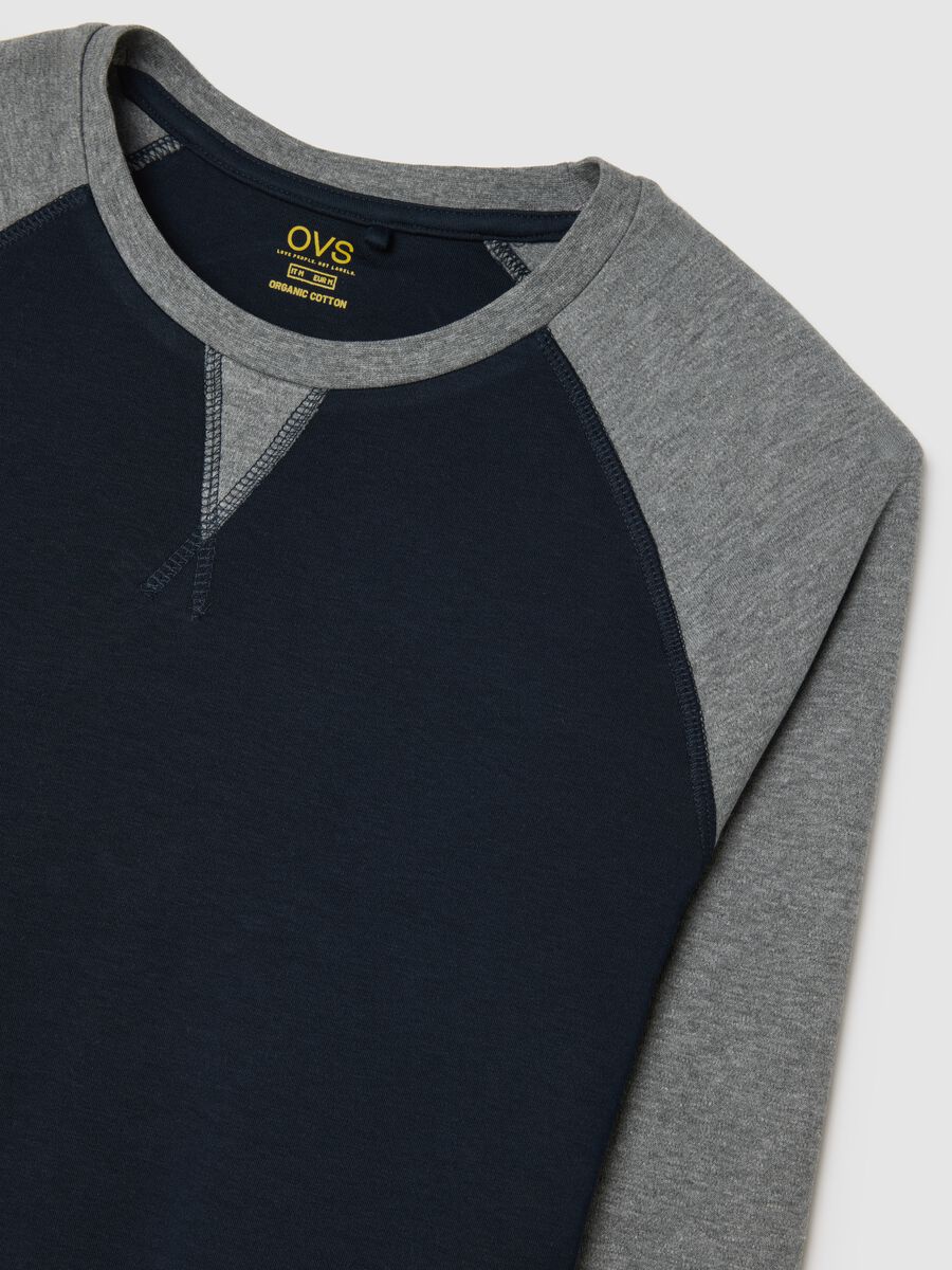 Pigiama in puro cotone blu e grigio regular fit_1