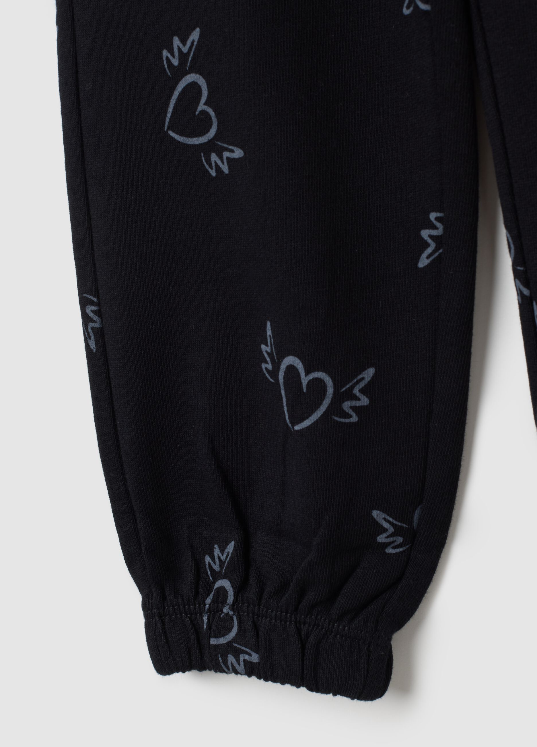 Pantaloni da bambina in puro cotone nero regular fit