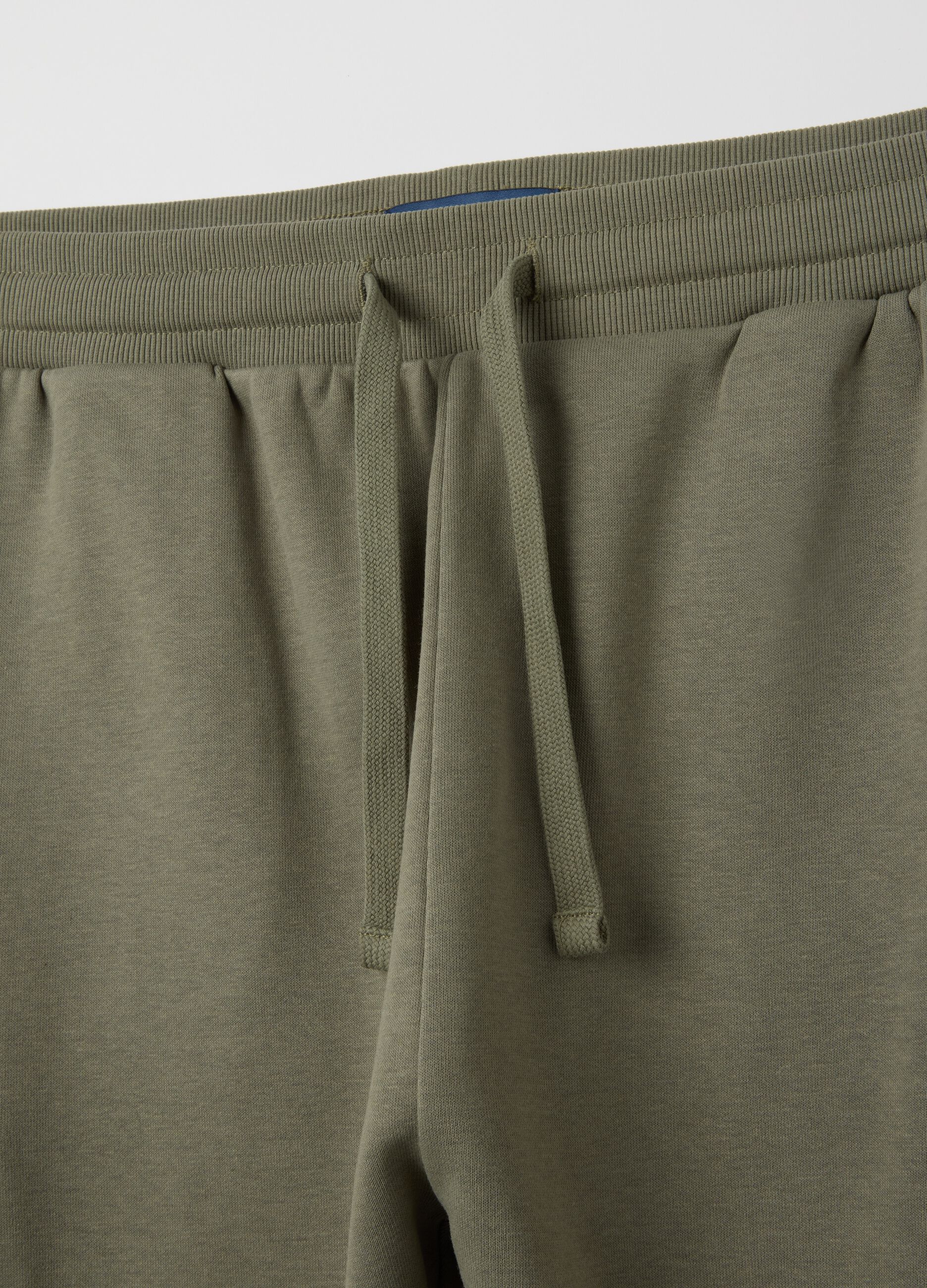 Green cotton blend cargo trousers with pockets