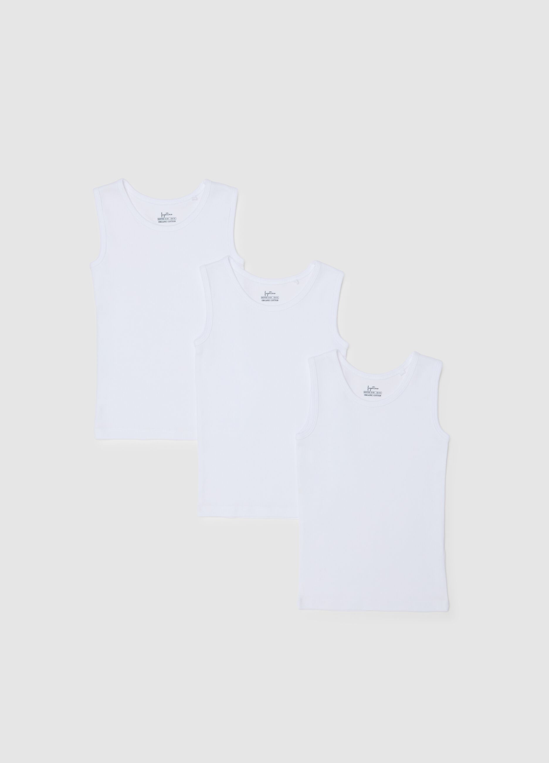 Baby's white cotton tank top tripack