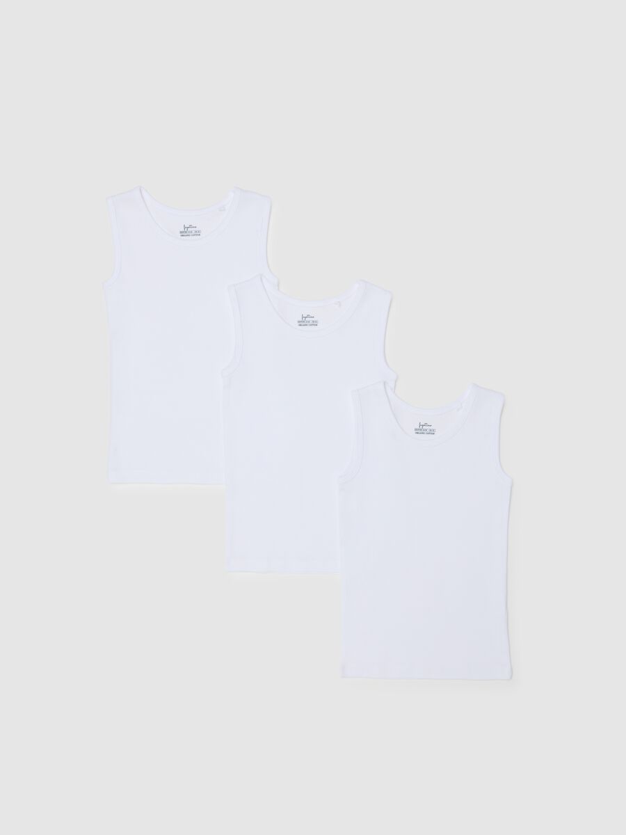 Tripack canottiere bianche da neonato in puro cotone_0