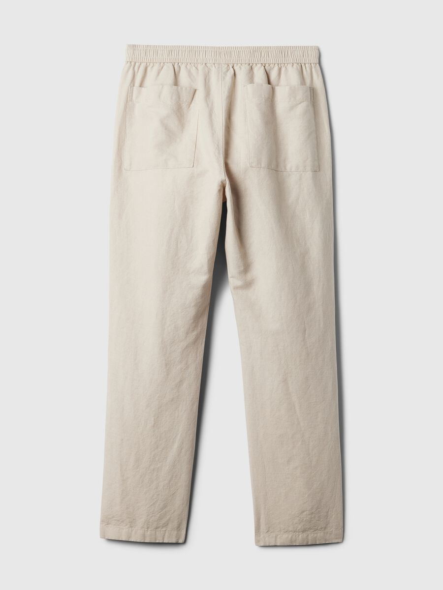Pull-on trousers in linen and cotton_4