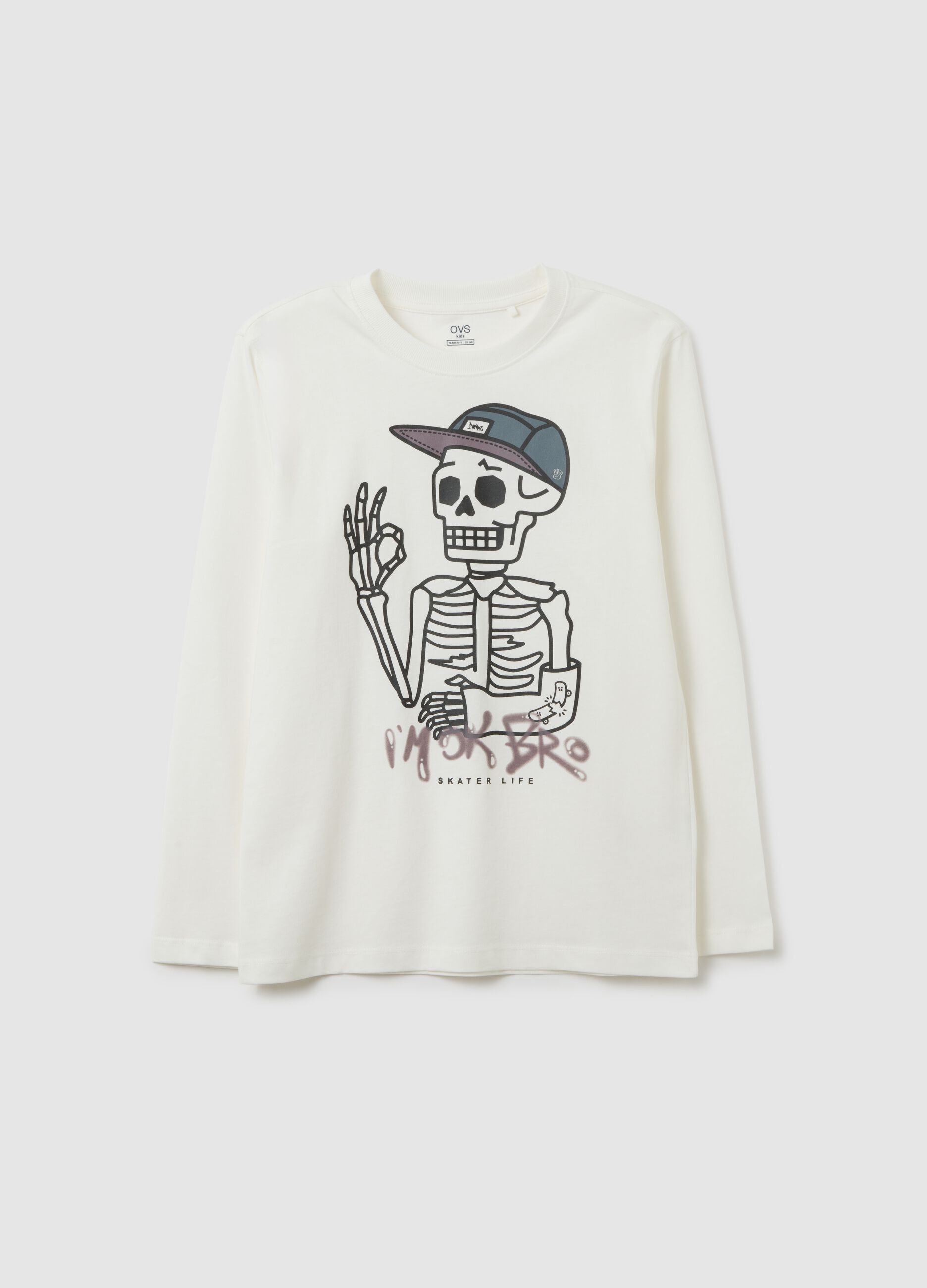 White pure cotton boys' T-shirt regular fit