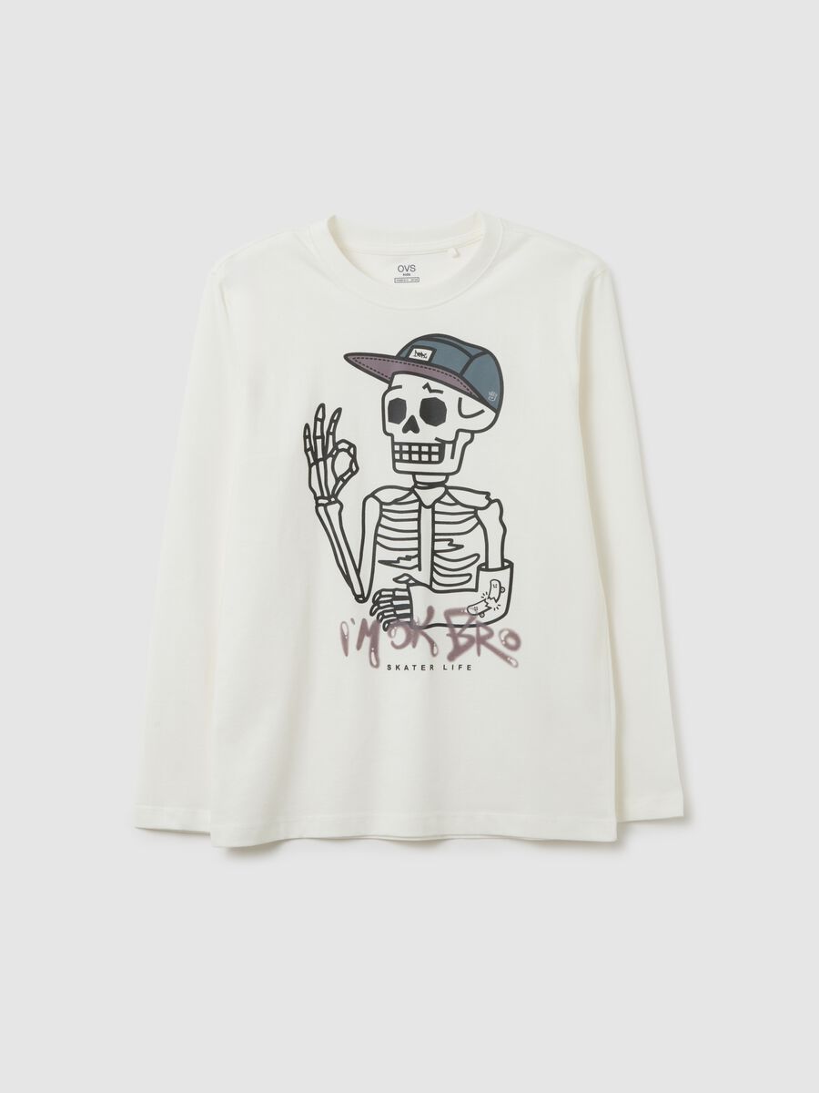 T-shirt da ragazzo in puro cotone bianca regular fit_0