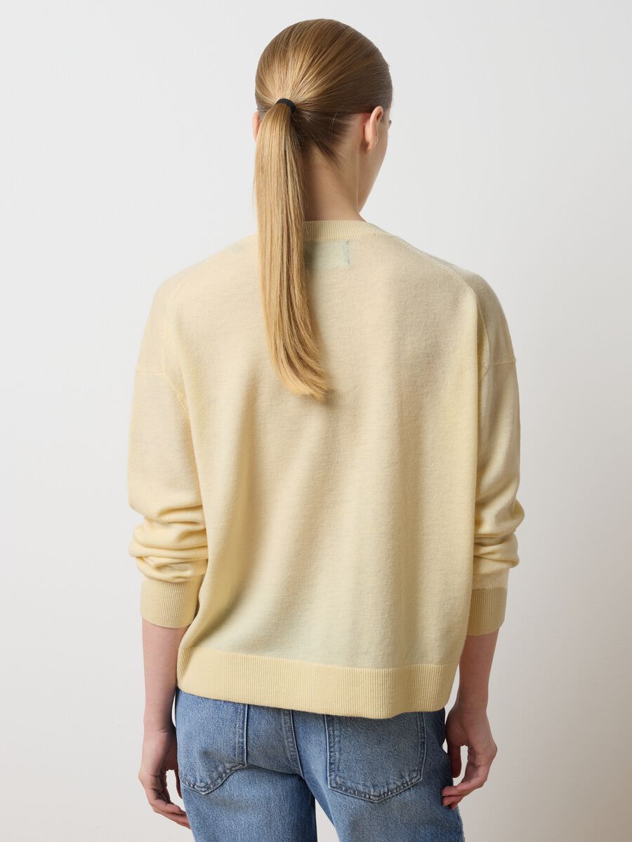Regular fit pure wool yellow jumper_3