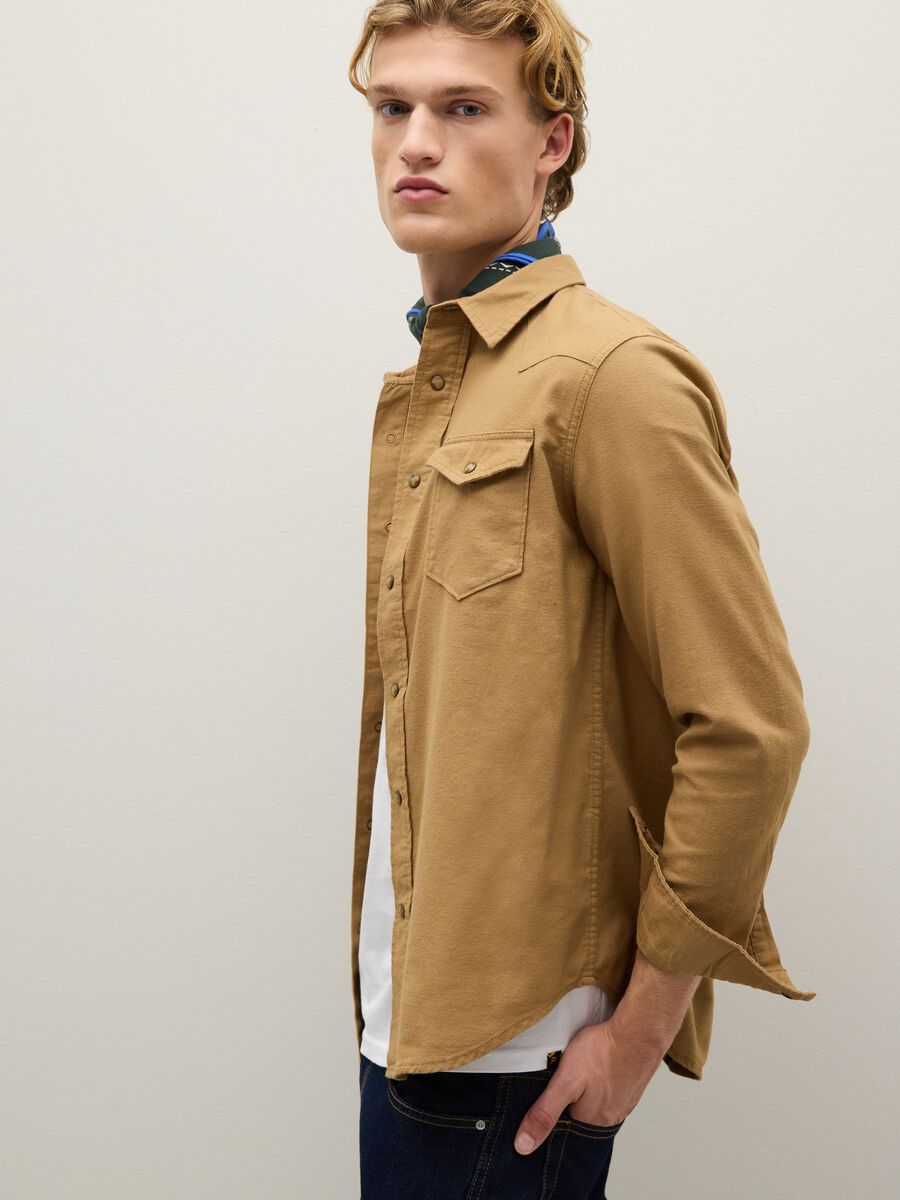 Brown pure cotton shirt regular fit_3