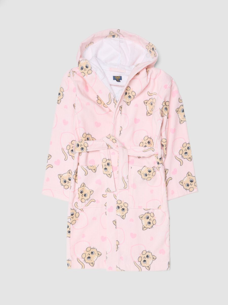 Pink pure organic cotton hooded bathrobe_0