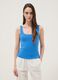 Blue fitted stretch cotton vest top_2