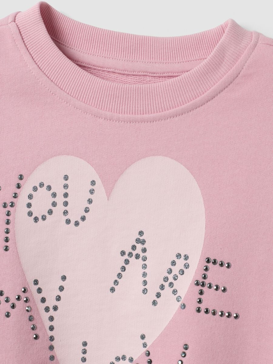 Felpa rosa in puro cotone con stampa cuore regular fit per bambina_2