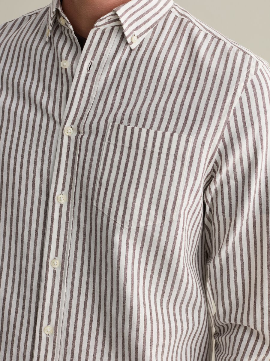 Striped regular-fit shirt in cotton and linen_3