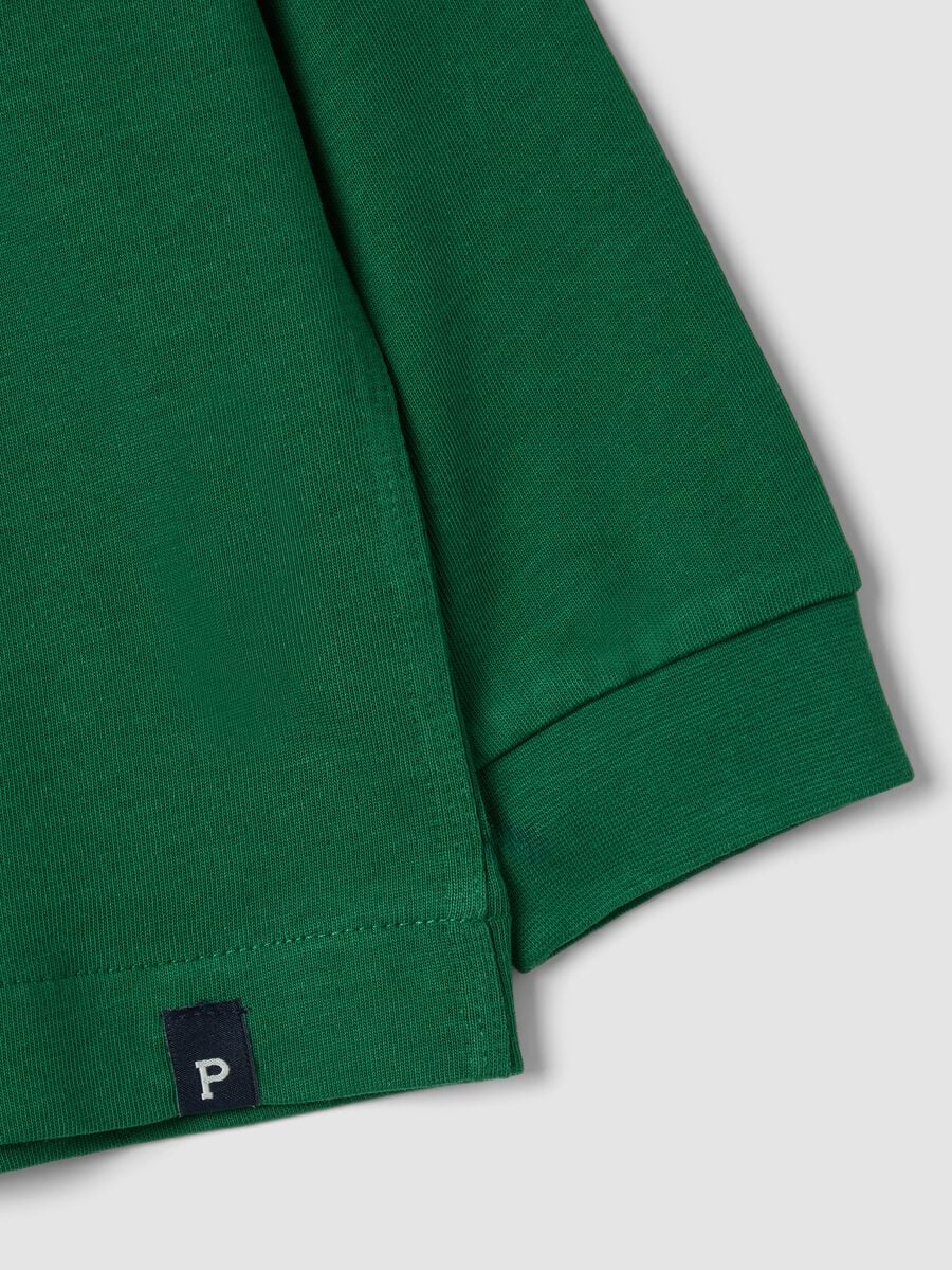 Green long-sleeve crew-neck pure cotton T-shirt for boys_5