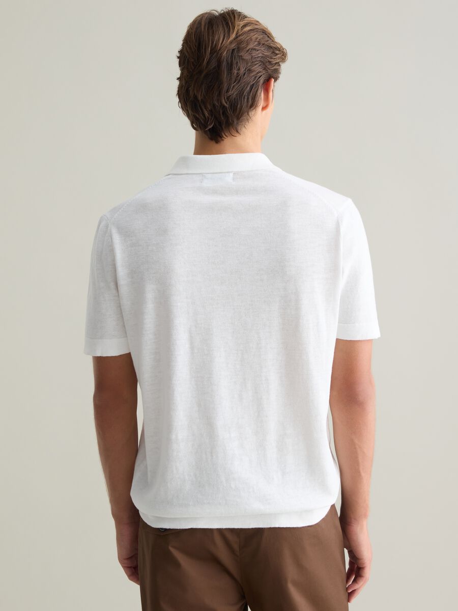White Short Sleeve Cotton Polo_3