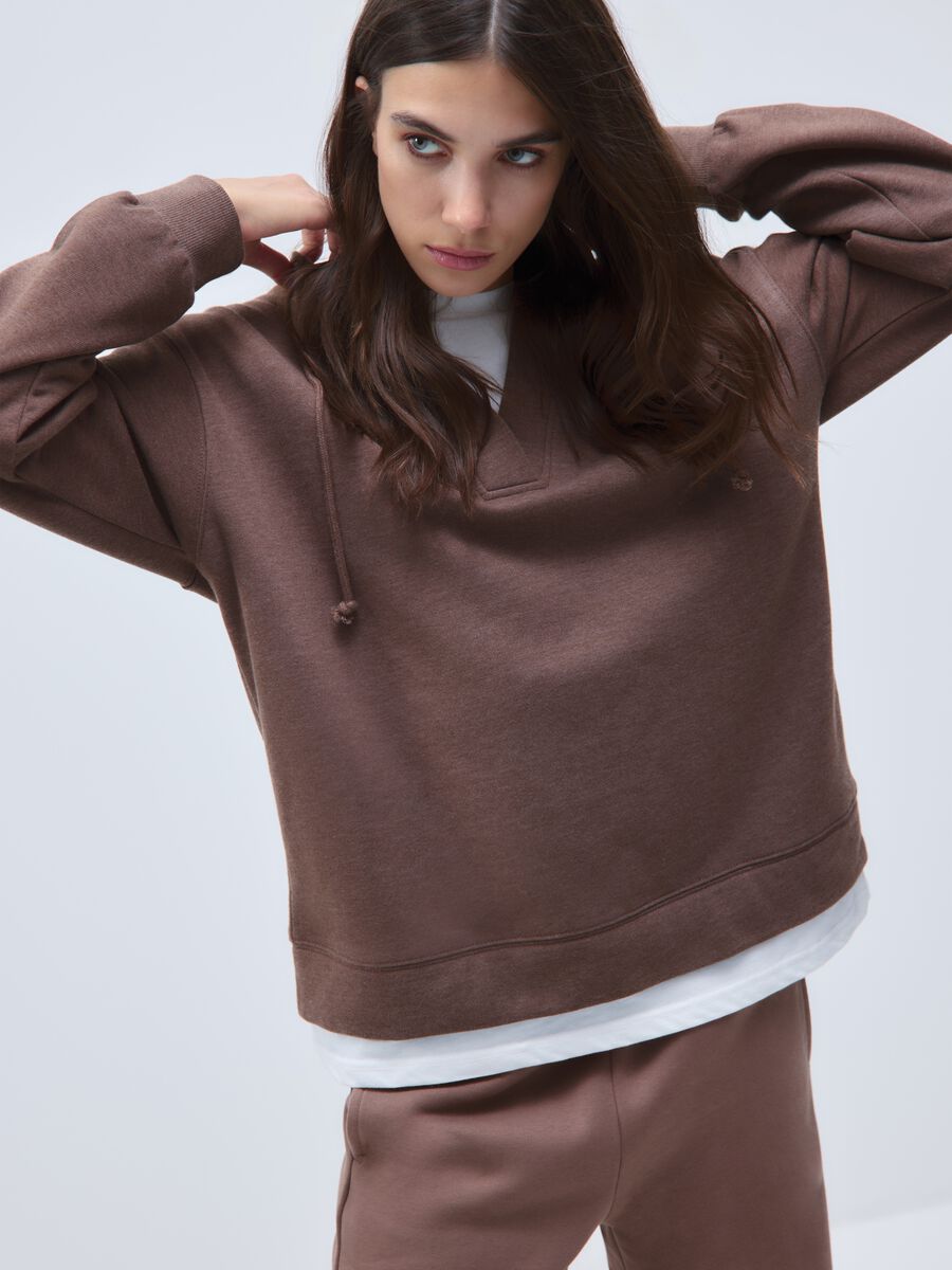 Felpa in misto cotone marrone regular fit_0