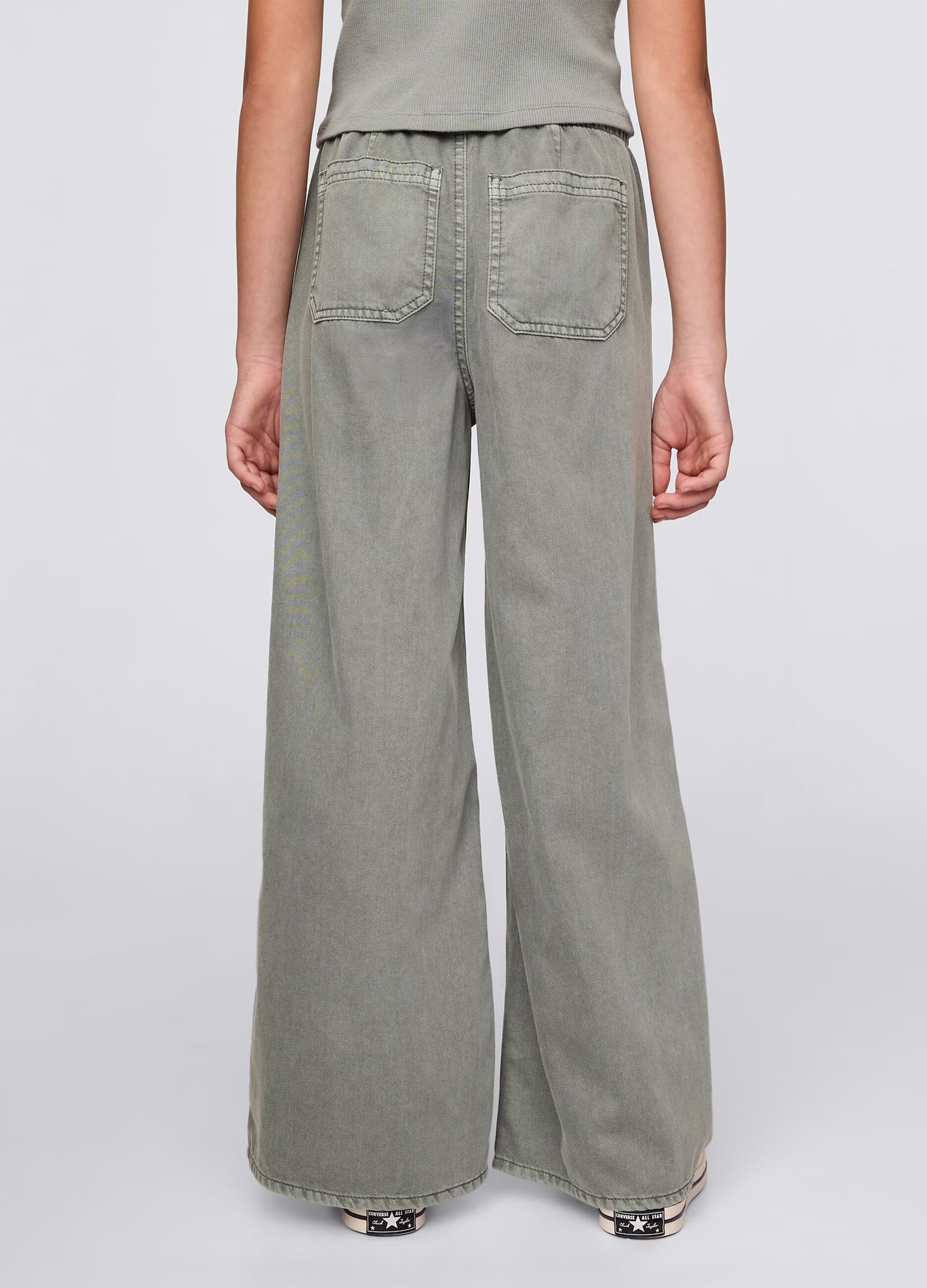 Green palazzo trousers in cotton and lyocell