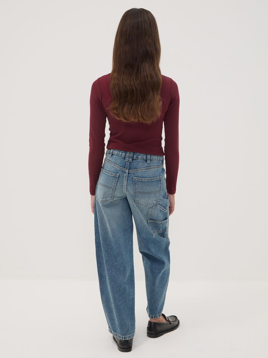 Jeans denim blu in puro cotone balloon fit_1