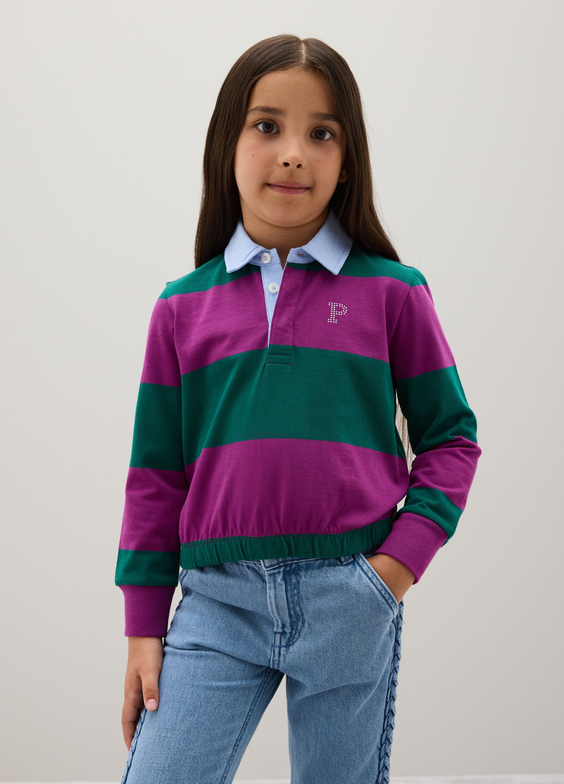 Polo da ragazza in puro cotone multicolor regular fit