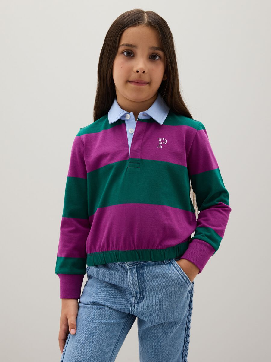 Polo da ragazza in puro cotone multicolor regular fit_0
