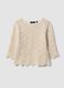 Beige pure cotton crochet T-shirt, regular fit_0