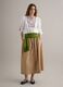 Beige long skirt in pure cotton_0