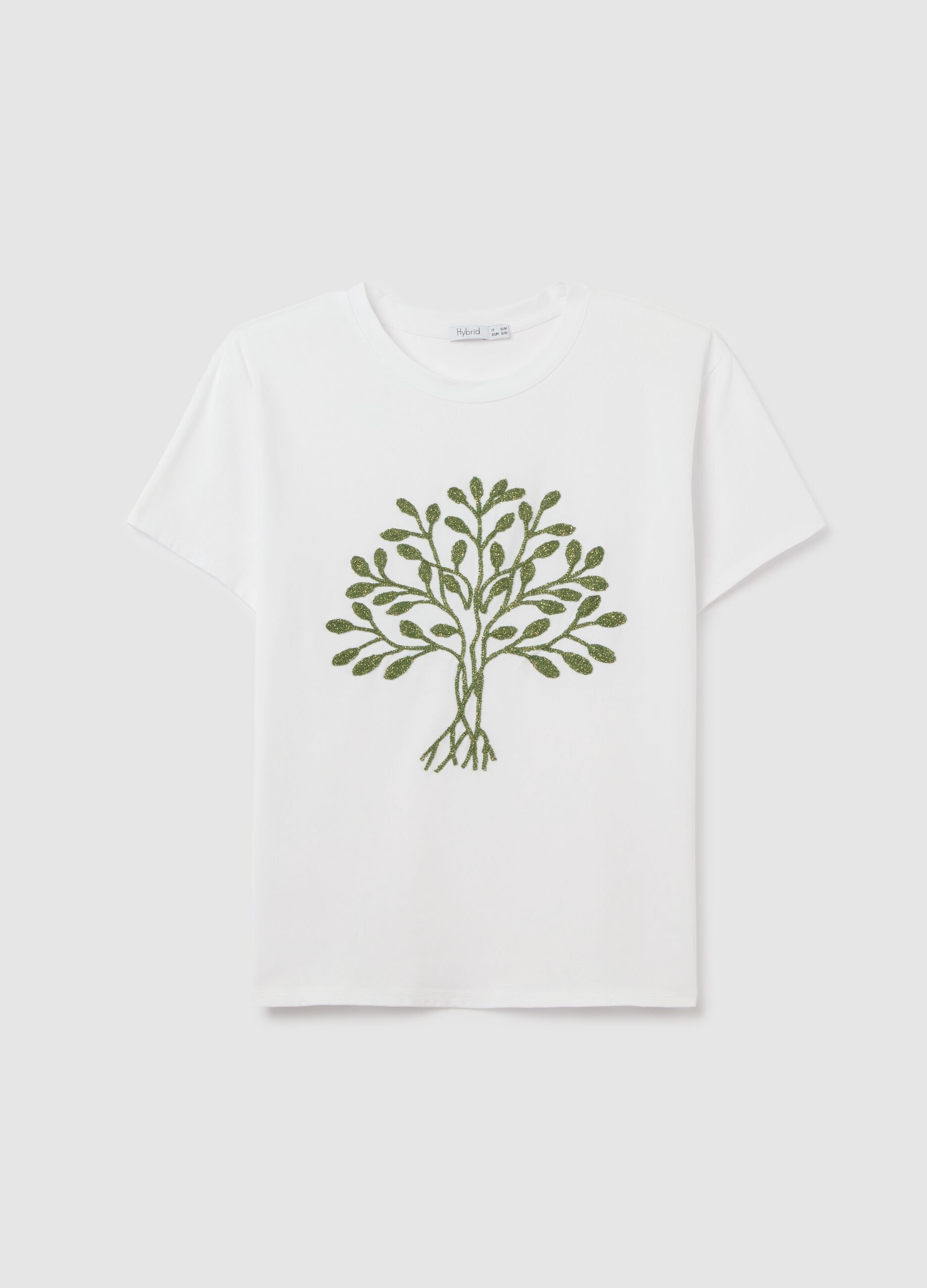 Women's multicolour regular fit cotton T-shirt with embroidered logo