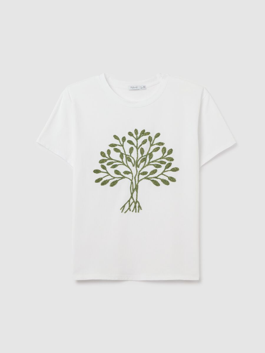 Women's multicolour regular fit cotton T-shirt with embroidered logo_4