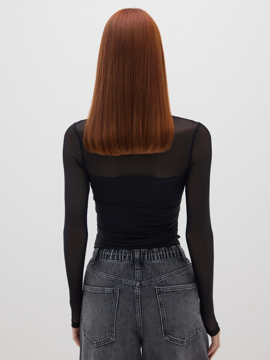 Black regular fit top with long sleeves_3