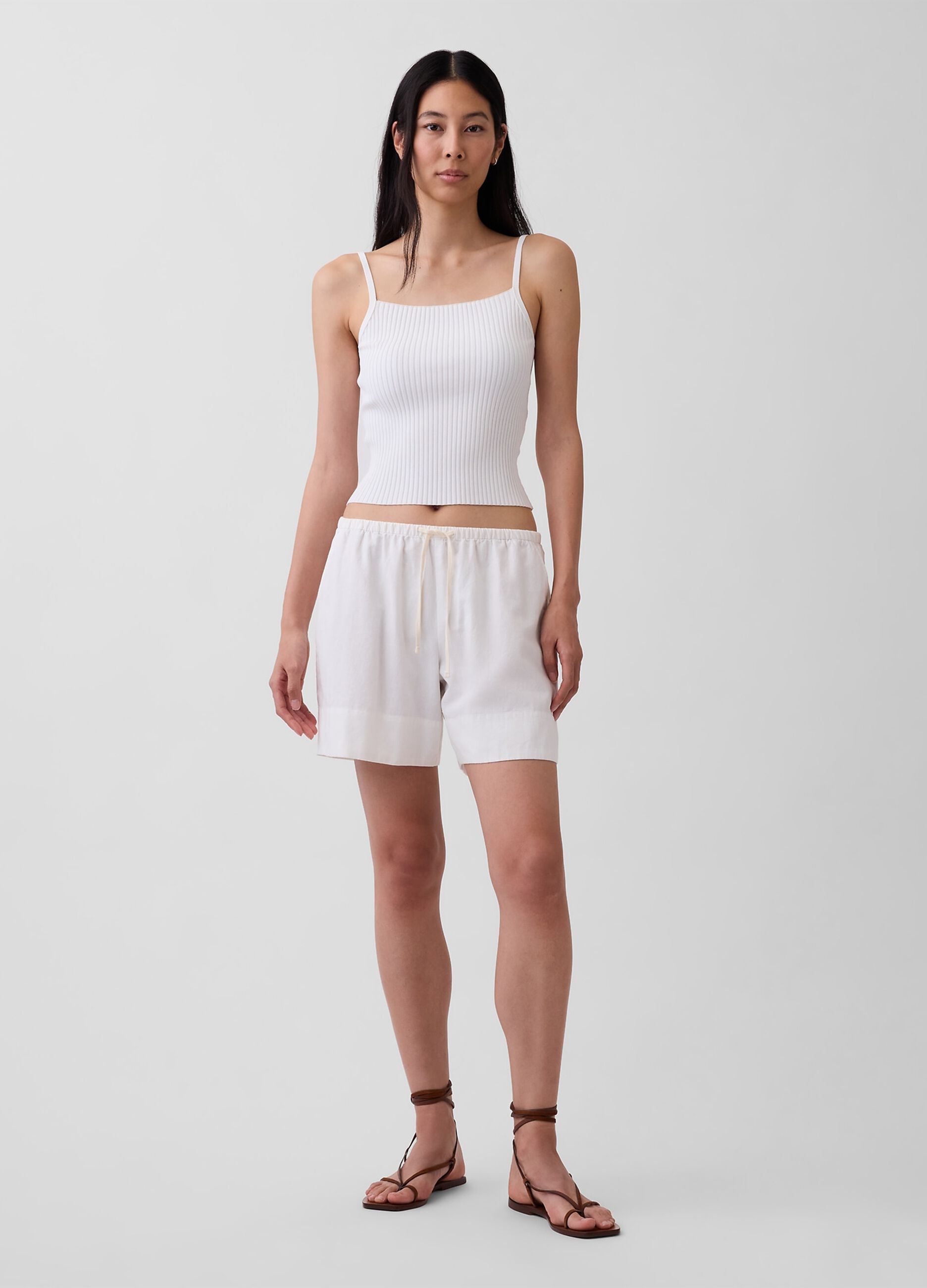 Linen-Viscose Blend Shorts