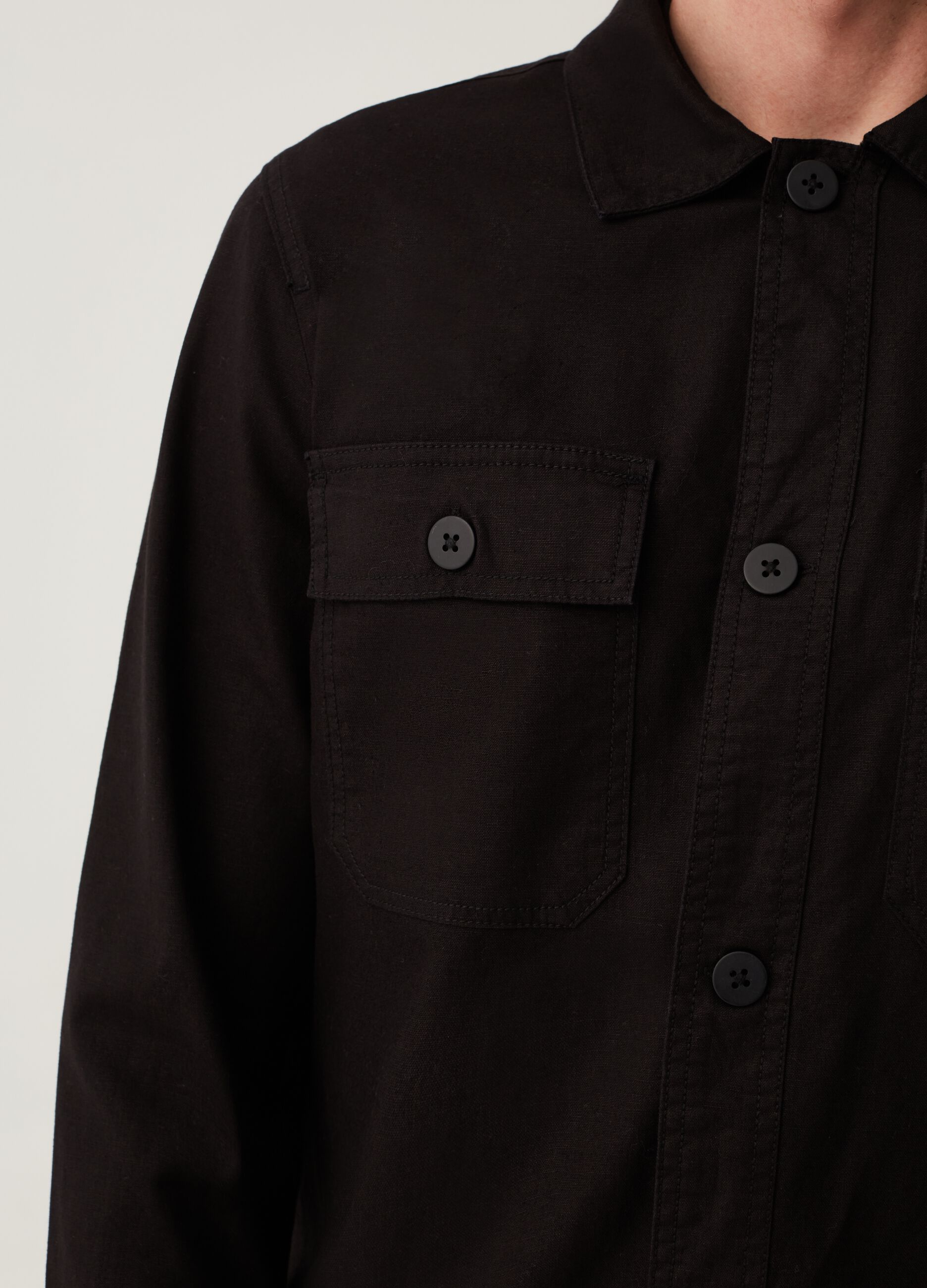 LESS IS BETTER Shacket in cotone e lino_3