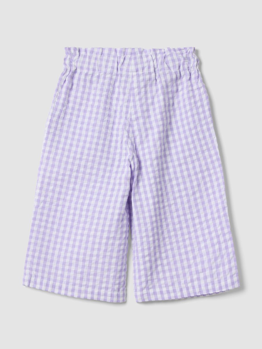 Girls' wide leg multicoloured check pure cotton trousers_1