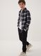 Jogger denim nero in cotone elasticizzato con vita elastica per ragazzo_0