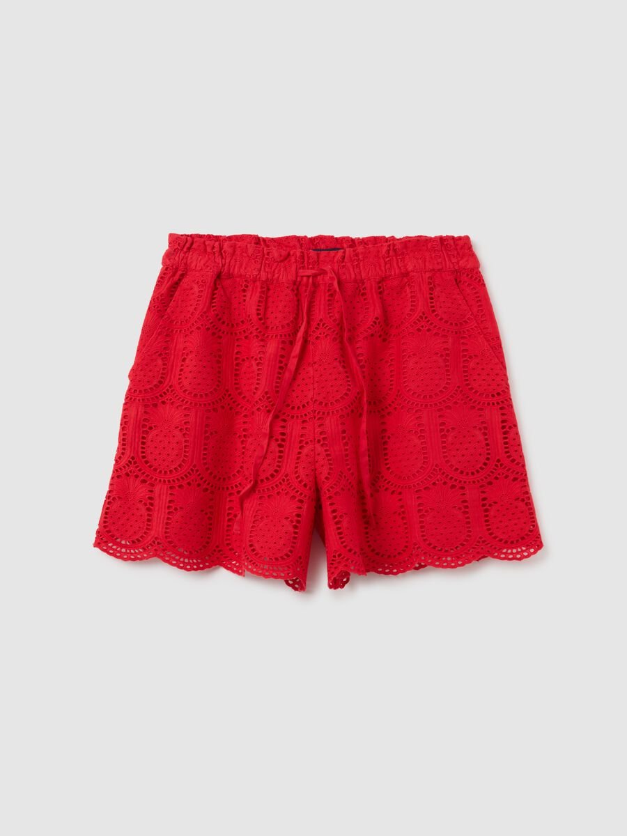 Shorts da donna in puro cotone rossi regular fit_0