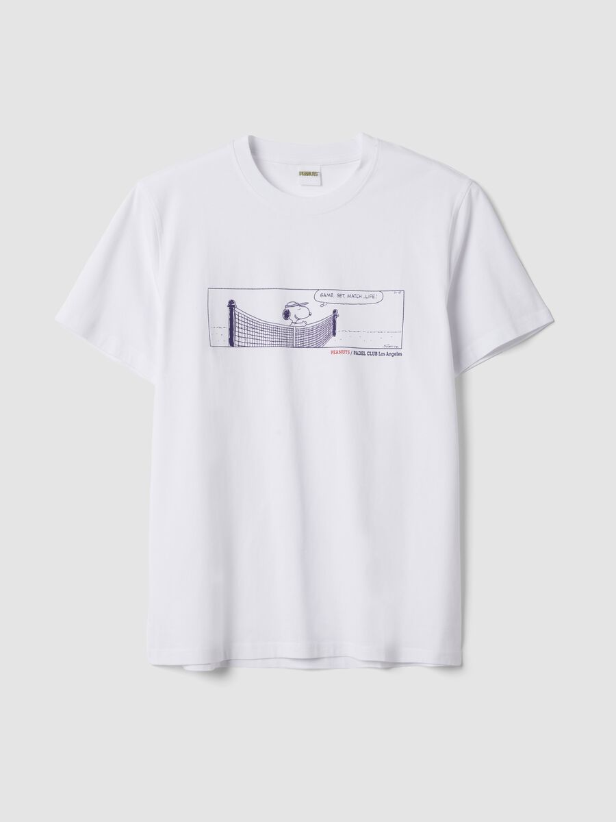 White pure cotton T-shirt with front print_0