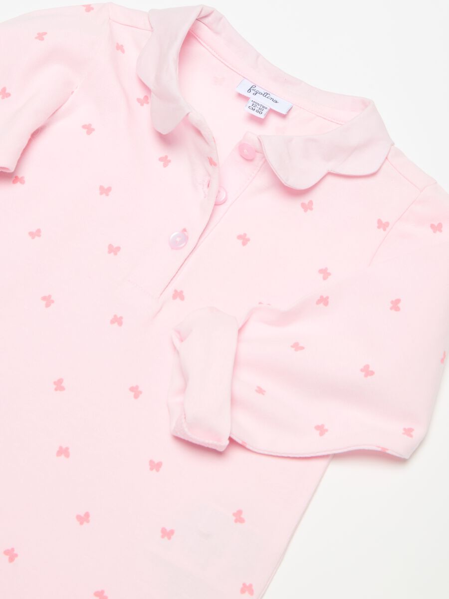 Polo shirt with wavy collar and butterflies print_2