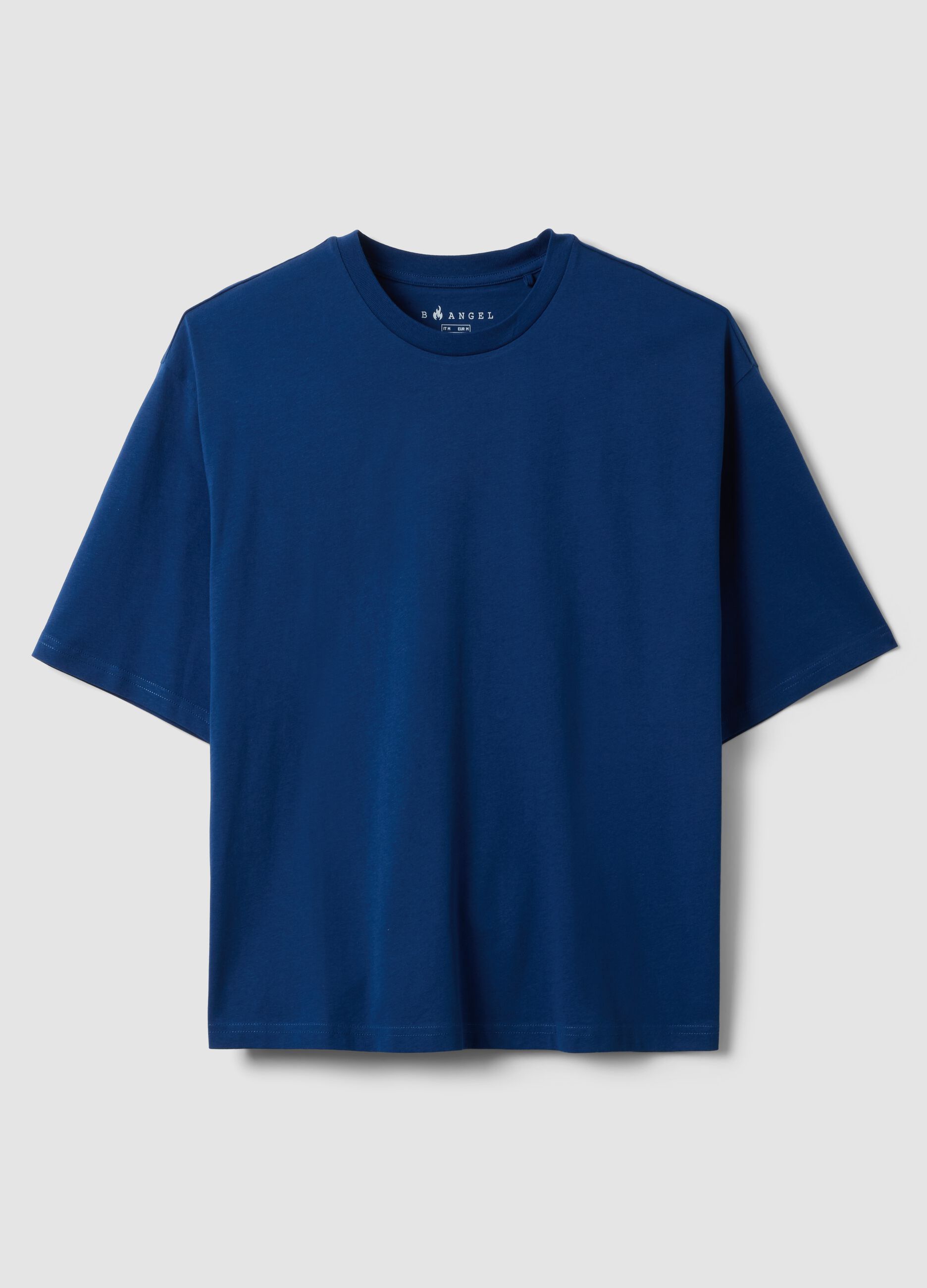 Blue pure cotton short-sleeve T-shirt