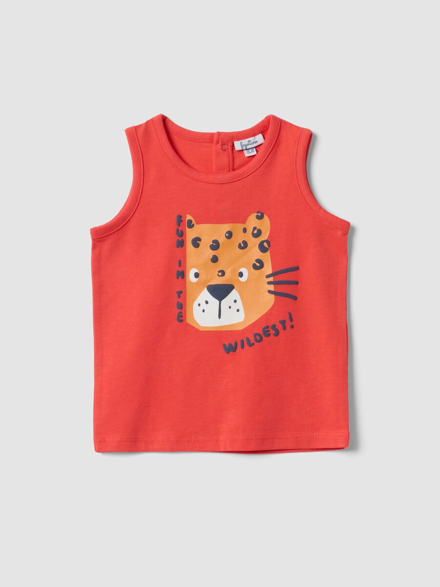 Red pure cotton vest top with print_0