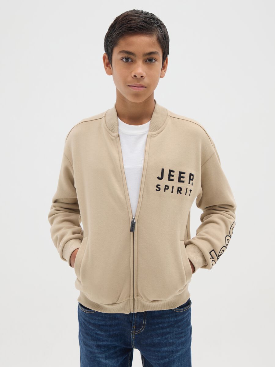 Children's jumper in beige cotton blend regular fit_0