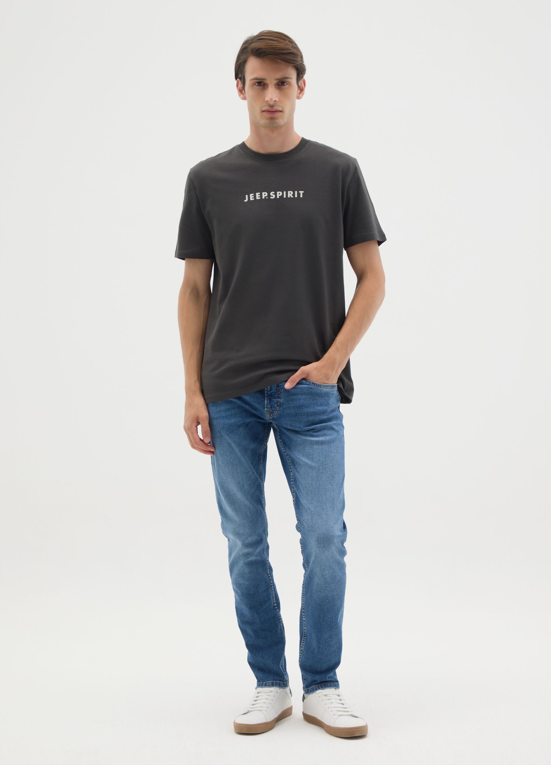 Black pure cotton regular fit t-shirt