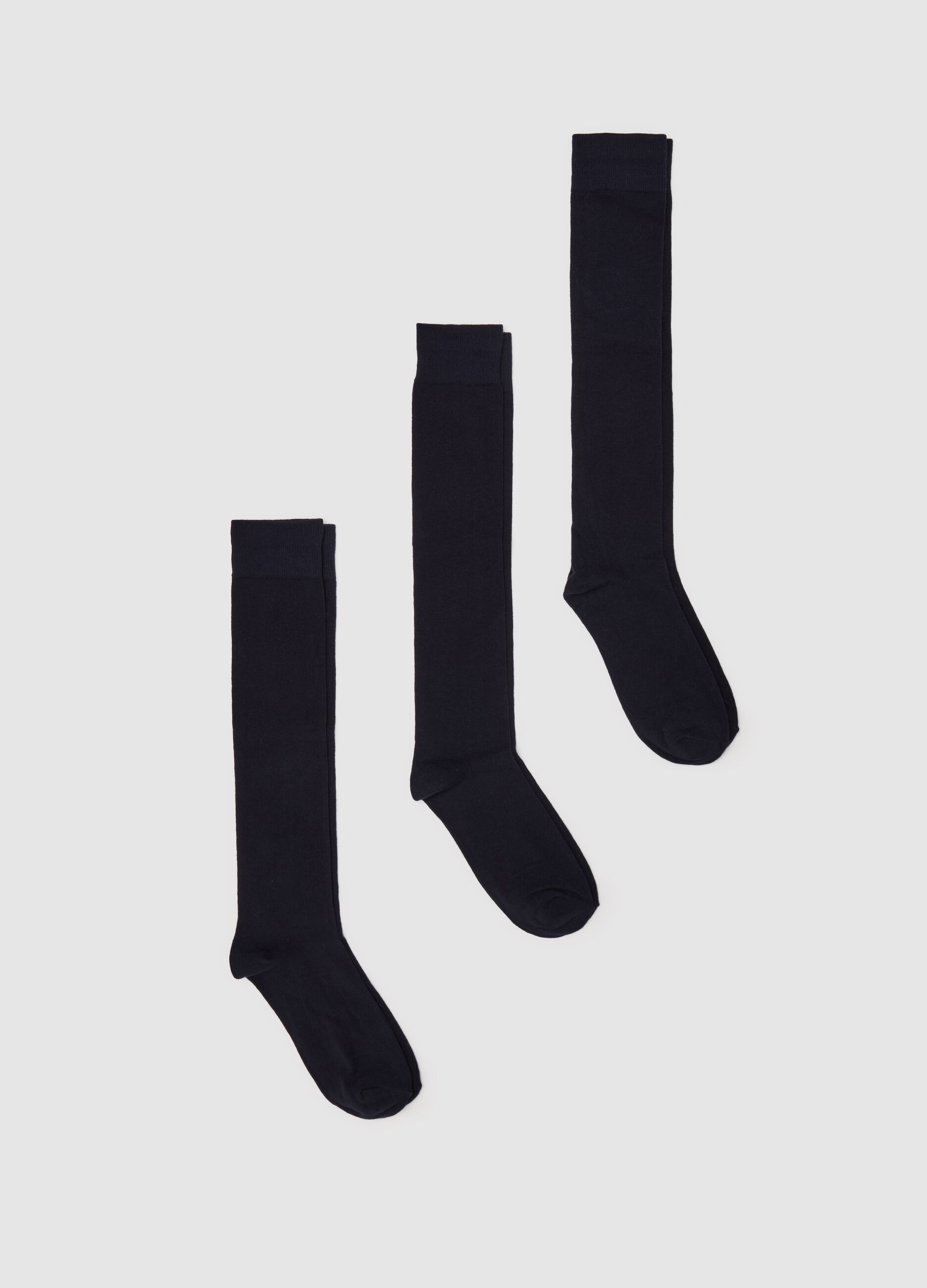 Three-pair pack long socks in organic cotton