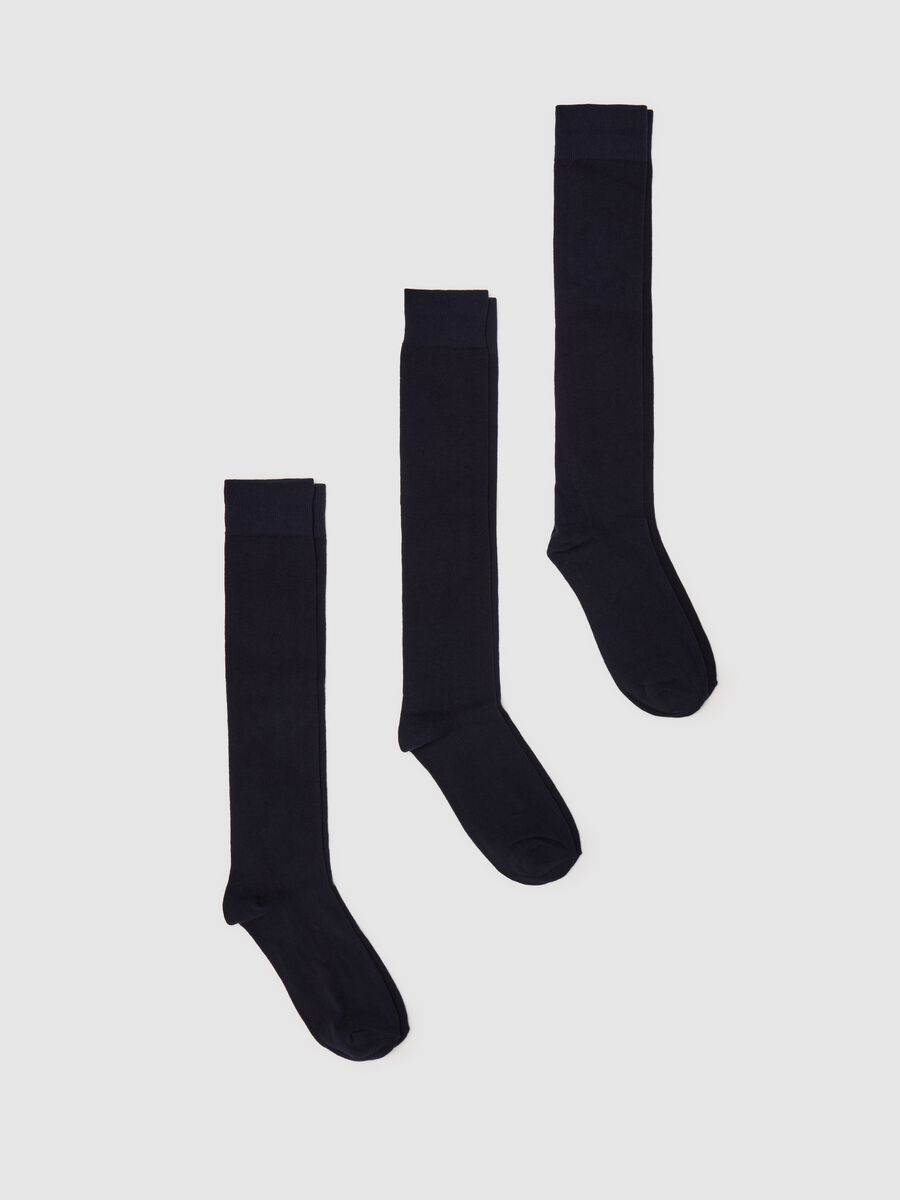 Three-pair pack long socks in organic cotton_0