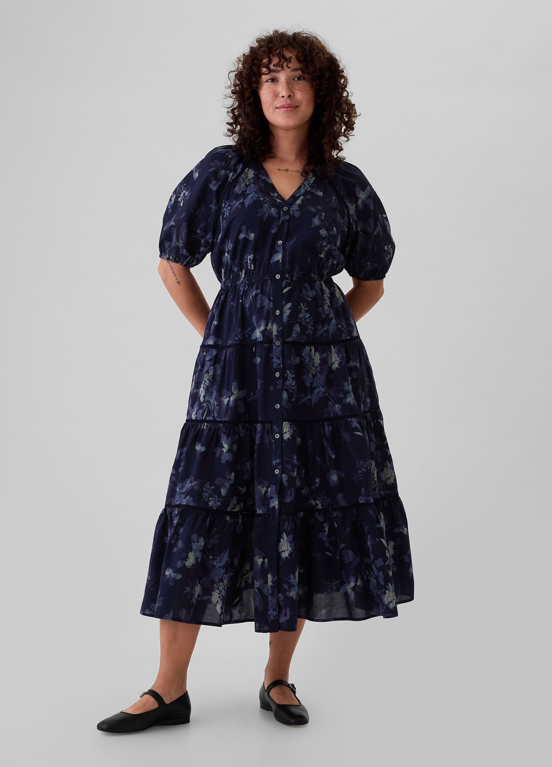Long shirt dress with flounces
