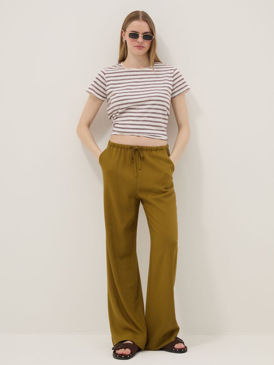 Multicoloured striped pure cotton short-sleeved T-shirt, regular fit_2