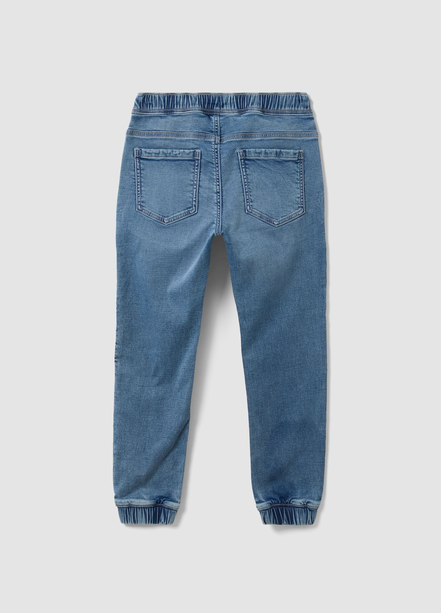 Blue stretch-cotton jogger jeans with drawstring for boys