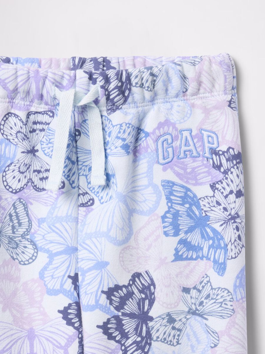Joggers with drawstring butterflies print and logo embroidery_2